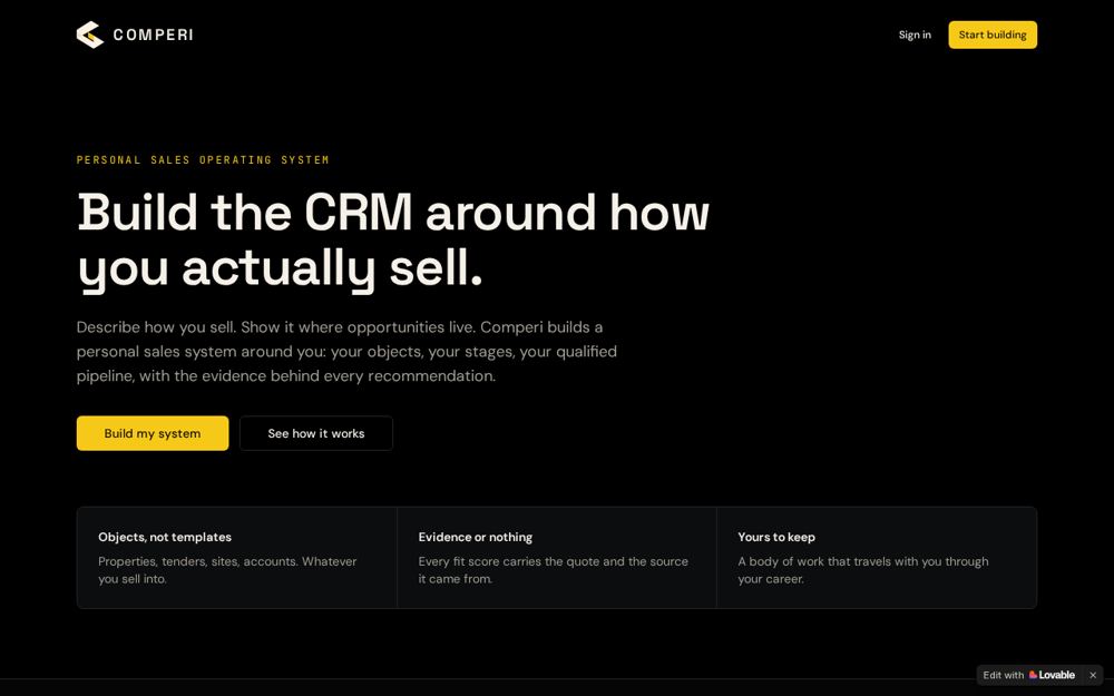 Comperi, a CRM that builds itself around how you sell